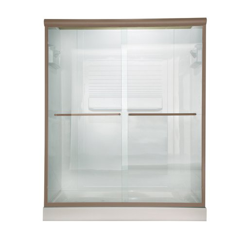 American Standard AM00345.400 Euro Frameless Clear Glass By-Pass Shower Doors - Brushed Nickel